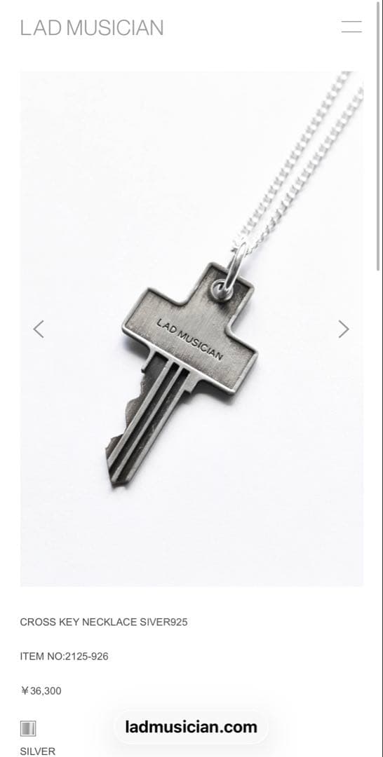 ラッドミュージシャン定価36300 CROSS KEY NECKLACE