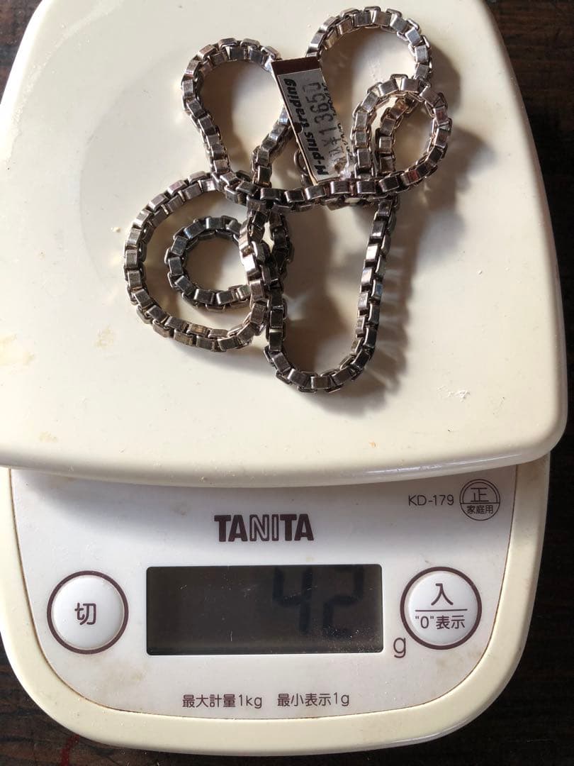 YUKIスクエアチェーンネックレス　シルバー９２５刻印有　 太　1本