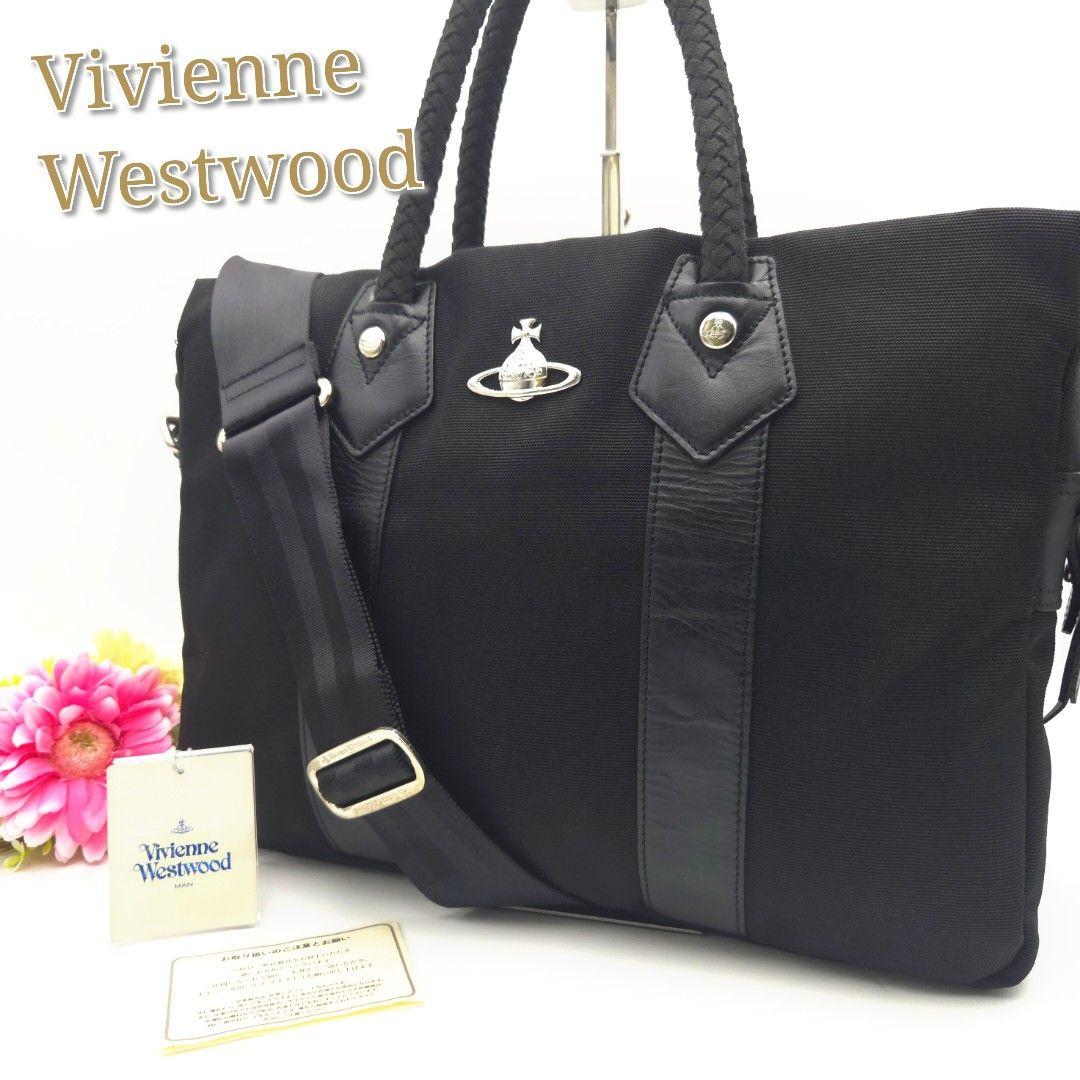 良品✨ヴィヴィアンウエストウッド 2Way ビジネスバッグ ナイロン レザー 黒