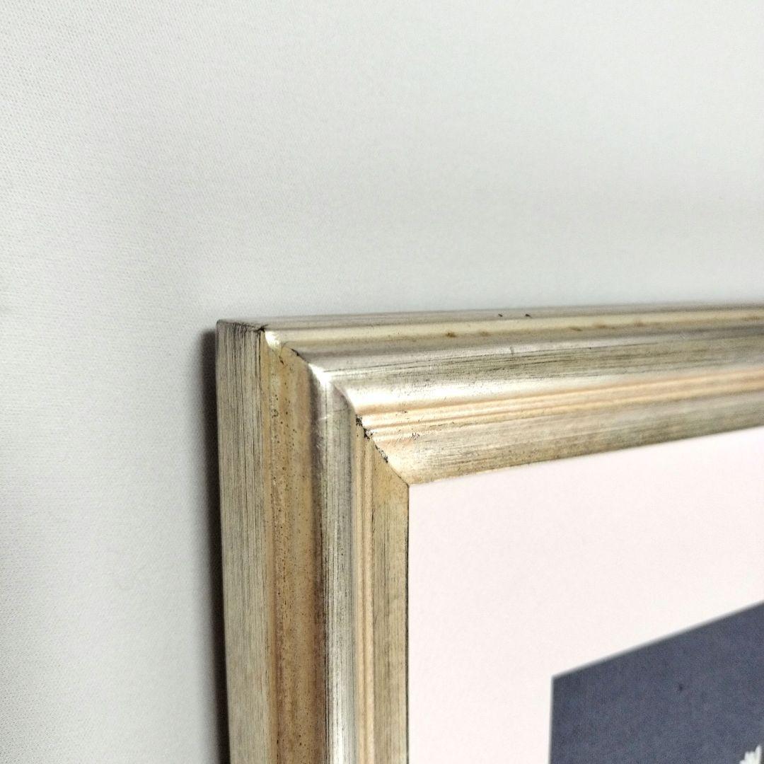 戸塚刺繍　デルフィニウムと孔雀草　フレームつき　ハンドメイド