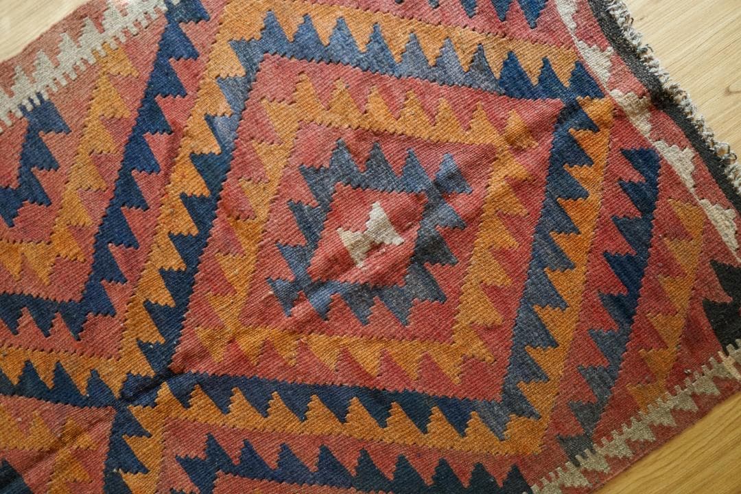165×94cm アフガンオールド手織りキリム トライバルラグ　ヴィンテージラグ