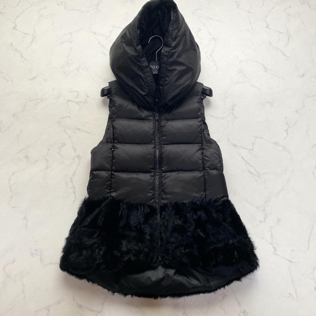 ダイアグラム ラムファーダウンベスト 切替 レザー ブラック 36 フード