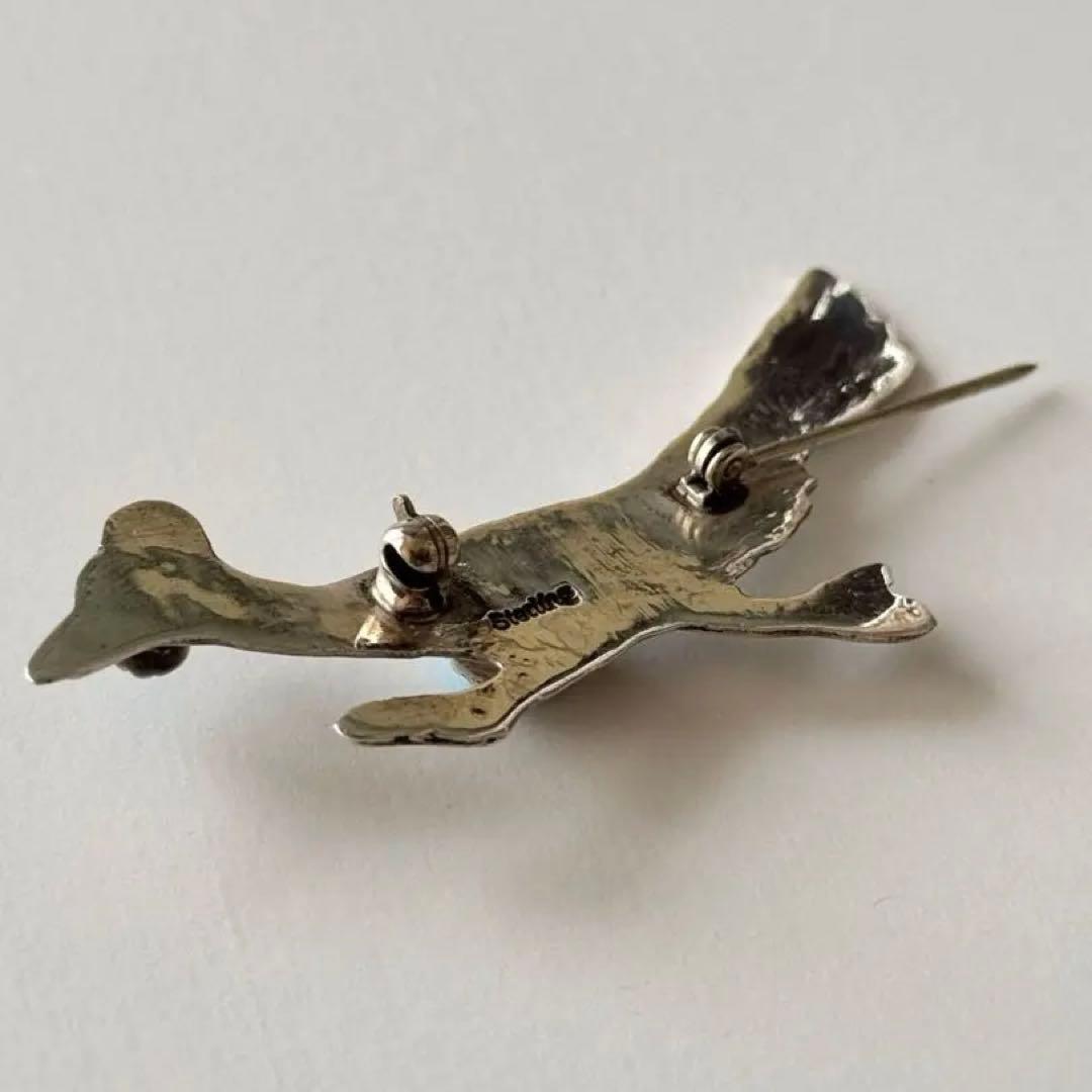 60s ビンテージ ナバホ ターコイズ ロードランナー シルバー ピン ブローチ