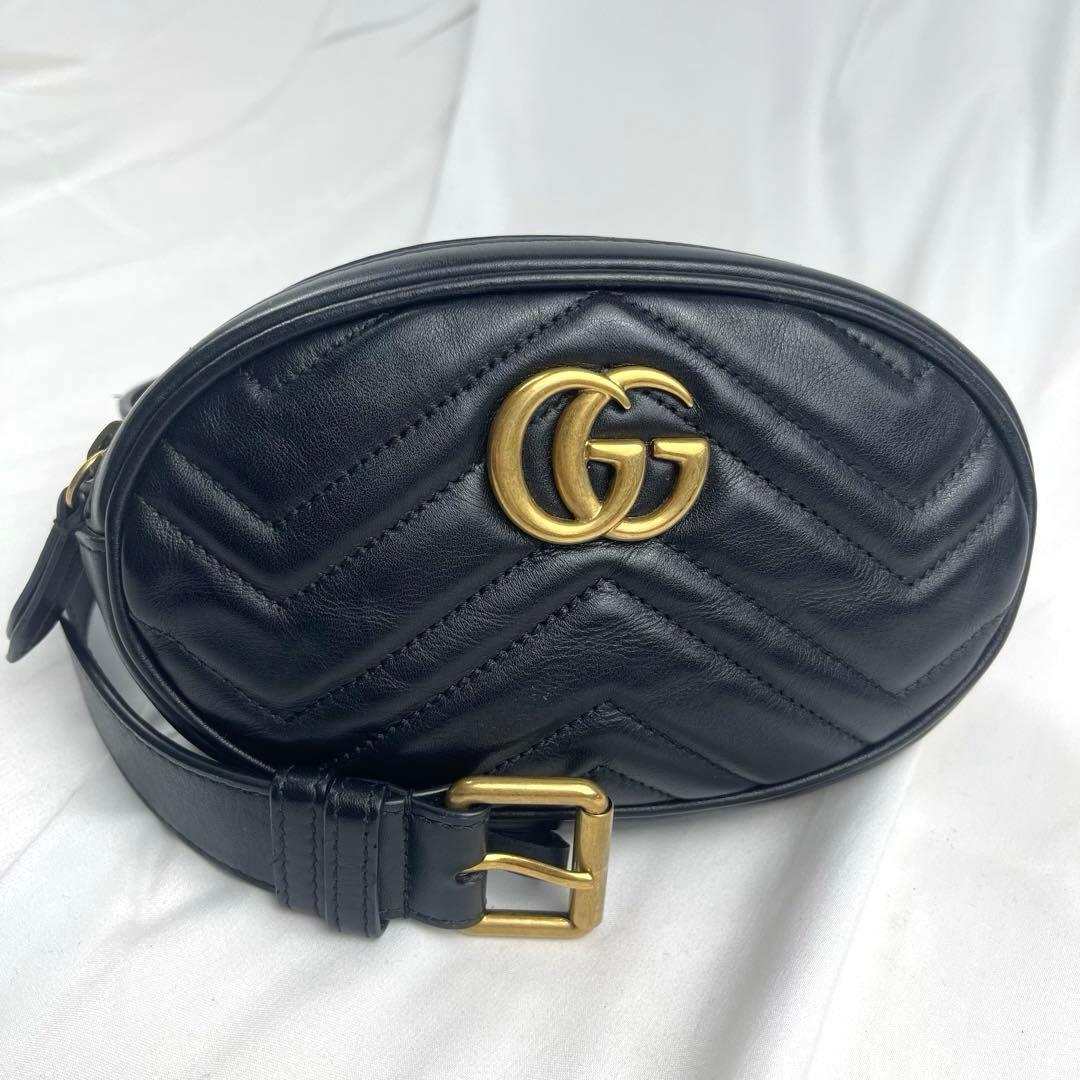 【美品】GUCCI グッチ マーモント ブラック ウエスト ボディバッグ バッグ