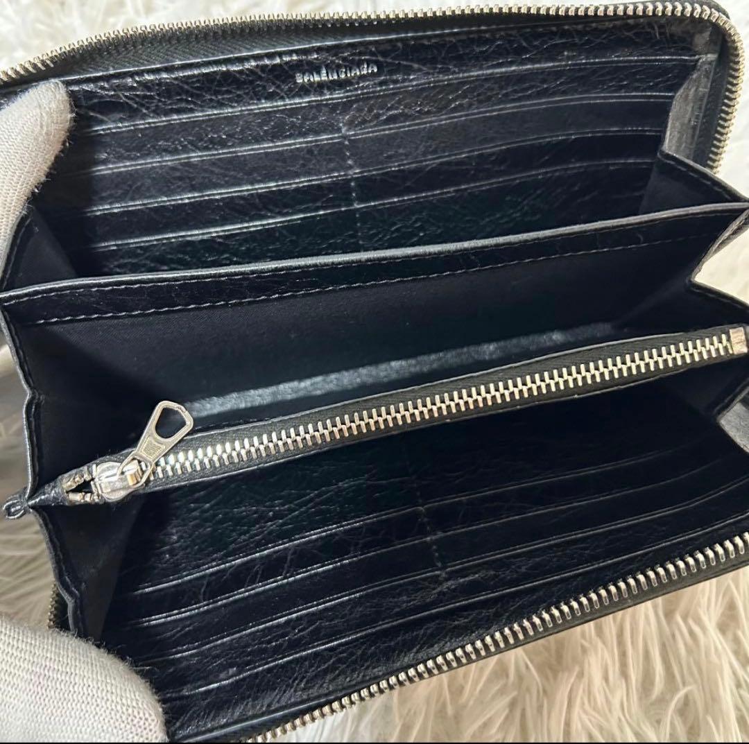 美品✨エッセンシャル】バレンシアガ　ラウンドジップ　レザー　ブラック