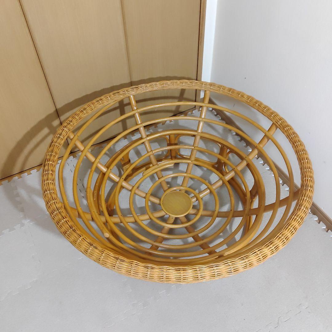 Nissen ニッセン パパサンチェア ラタン 籐製 台座付き クッション付き