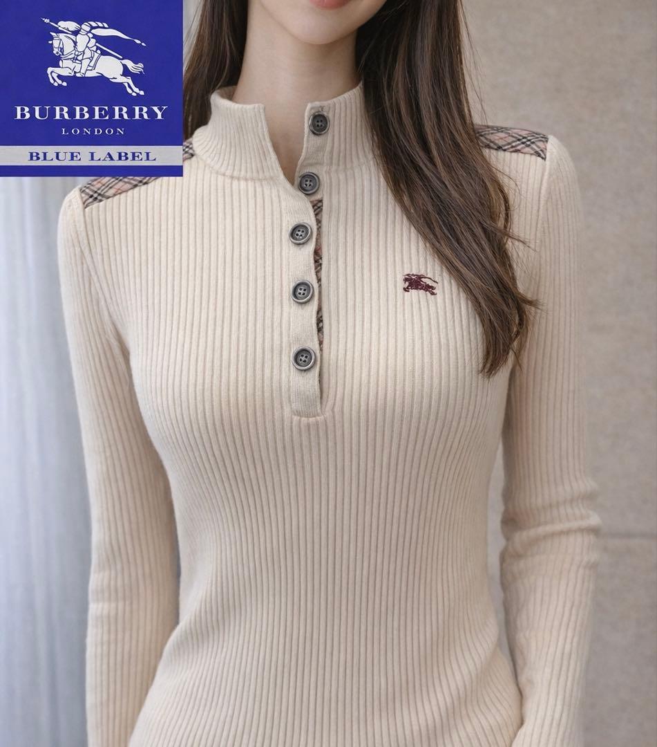 BURBERRY BLUE LABELリブニットセーター　ノバチェック　38
