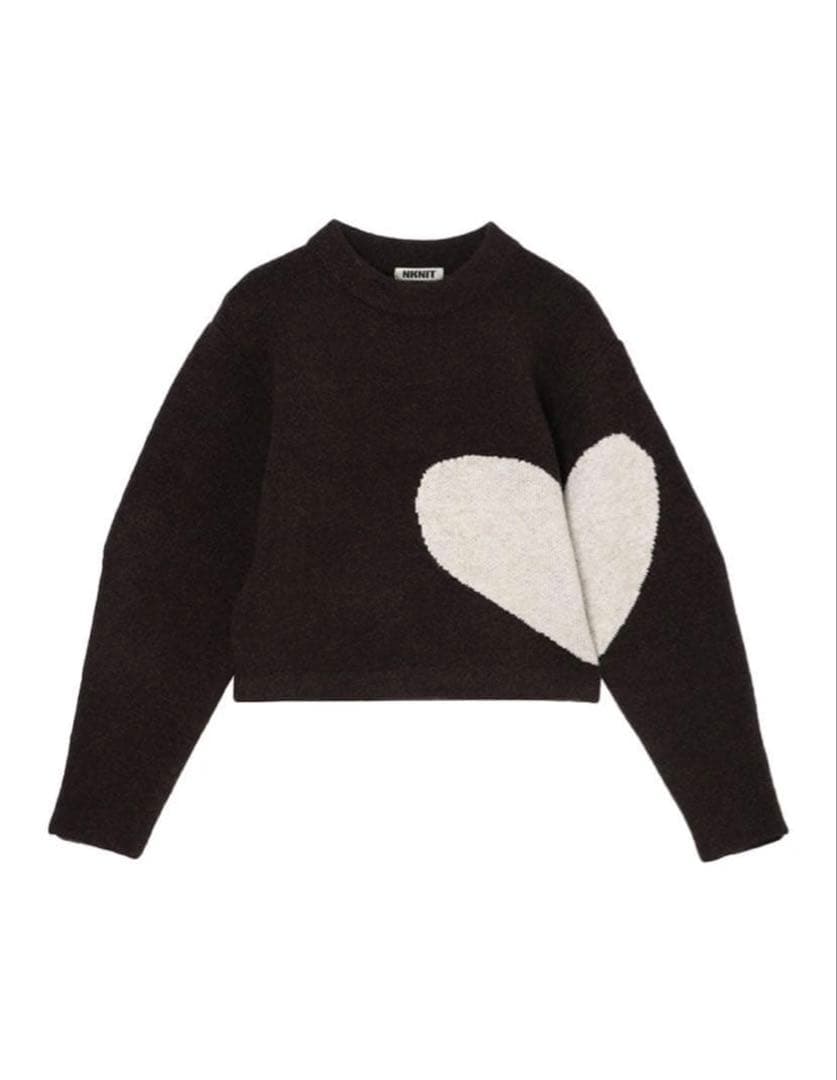 NKNIT ハートパターンニット　Small BROWN/BEIGE