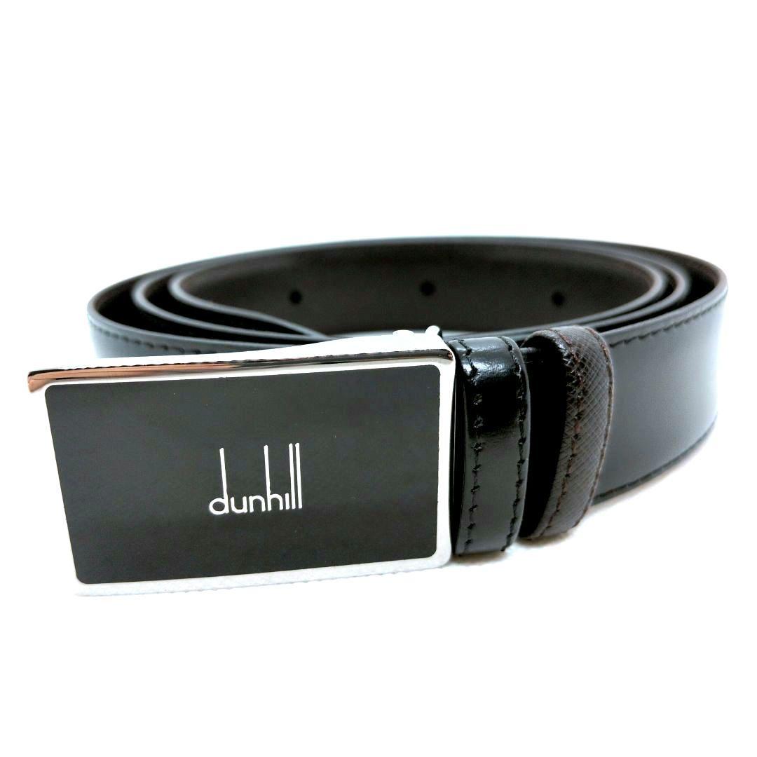 【ほぼ新品 全長121cm!!】ダンヒル　リバーシブル　ベルト　ロゴプレート　革