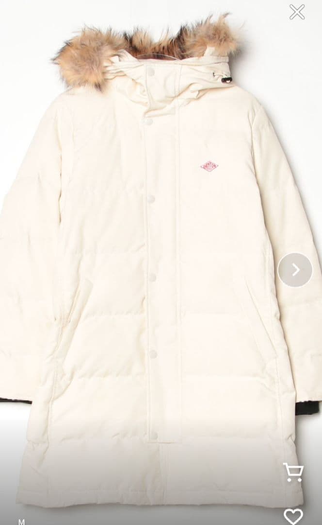 【美品です！】ダントン ホワイトダウンジャケット Mサイズ フード付き