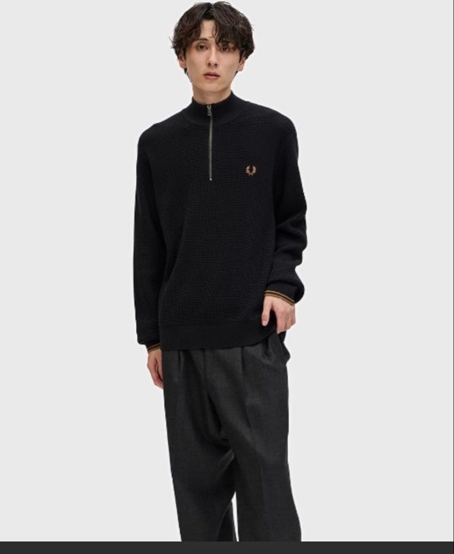 トップス FRED PERRY Waffle Stitch Half Zip Jumper