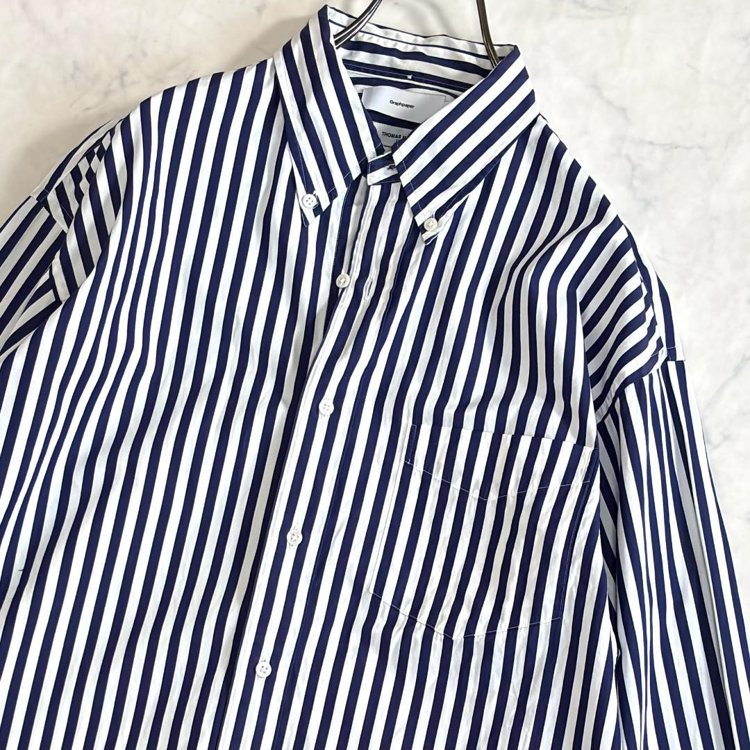 グラフペーパー トーマスメイソン 長袖シャツ ストライプ ネイビー 1 tu7