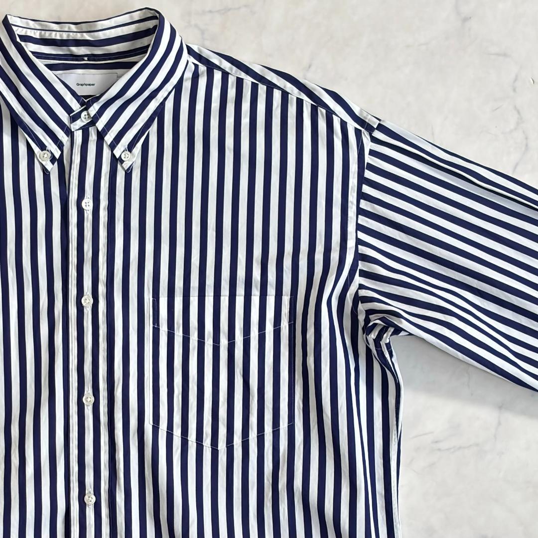 グラフペーパー トーマスメイソン 長袖シャツ ストライプ ネイビー 1 tu7