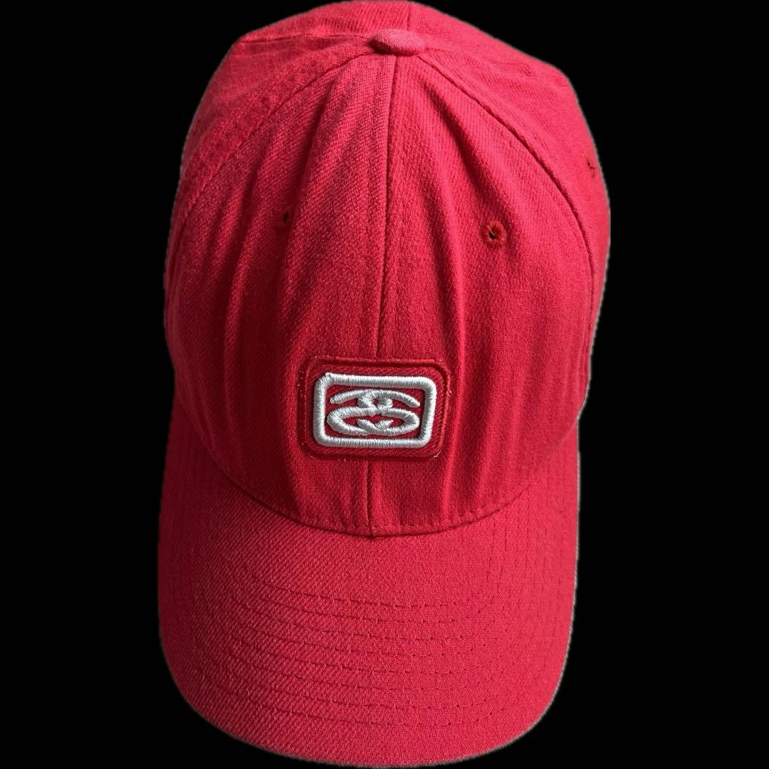 “SSリンク刺繍” old stussy 6パネルキャップ 白タグ USA製
