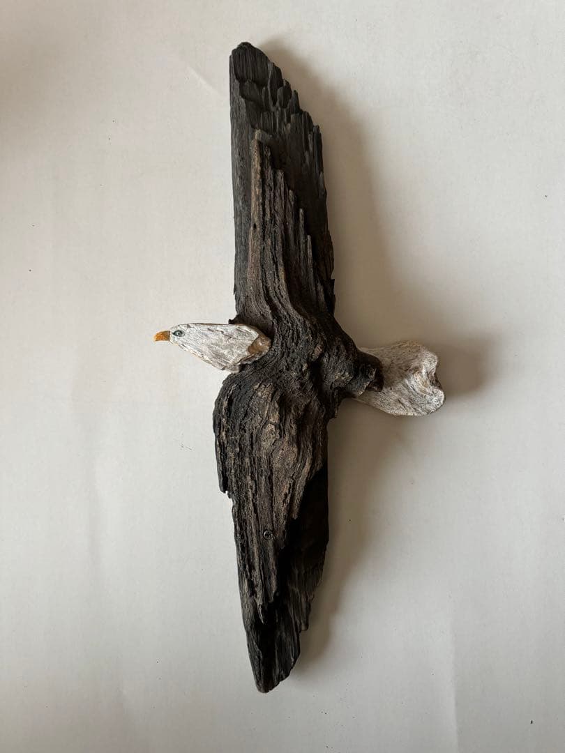 山根大典 木製鷲の彫刻 約30cm 壁掛け