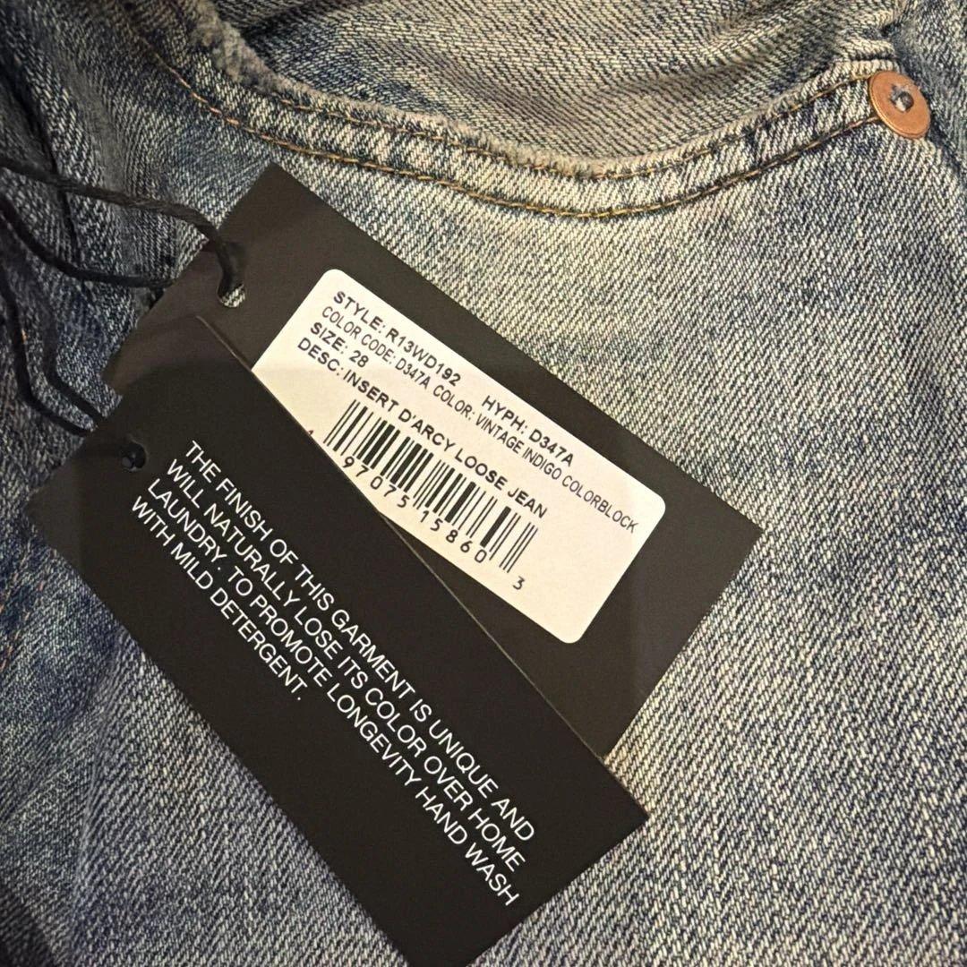 新品タグ付　R13 INSERT D’ARCY LOOSE JEAN