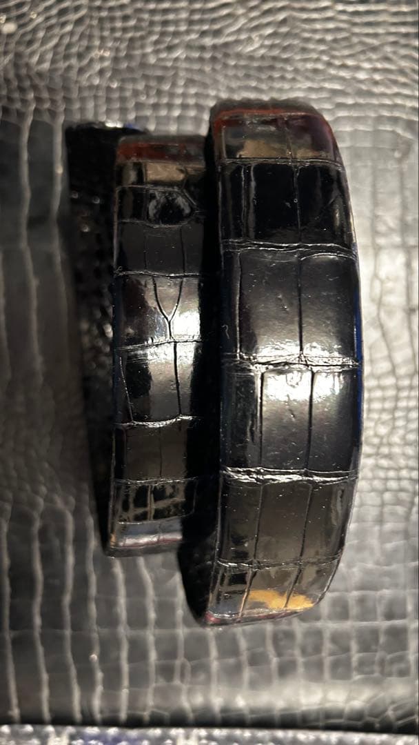 新品　クロコダイル　無双　ベルト　BLACK 黒　シャイニング　日本製