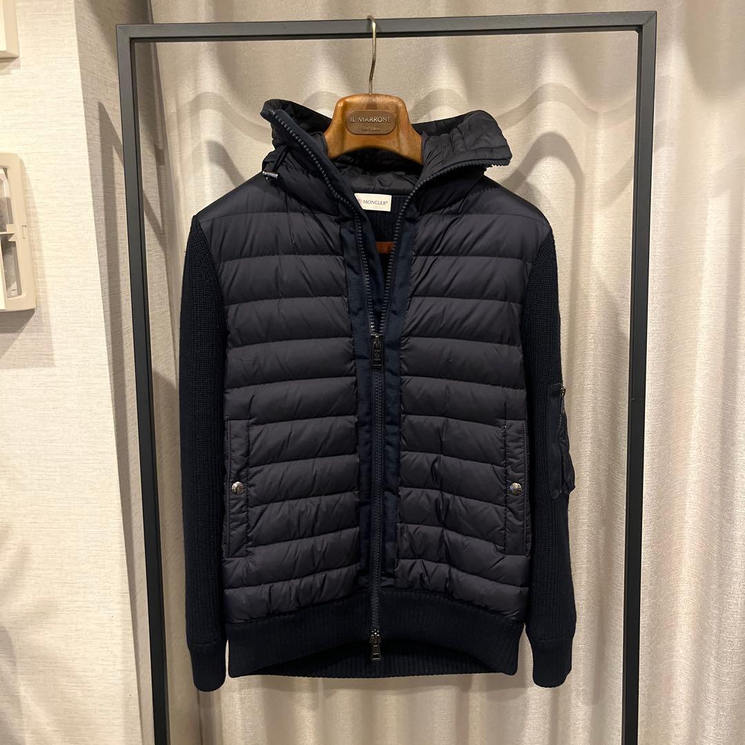 【美品】MONCLER (モンクレール)ニットダウンネイビー　Sサイズ