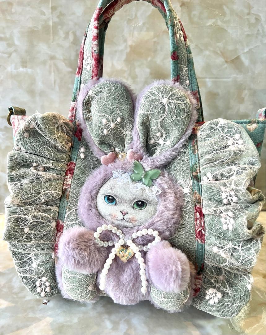 コヤンイサムチョン　アンティックローズ/ラメレース　ふんわりフリルバッグ