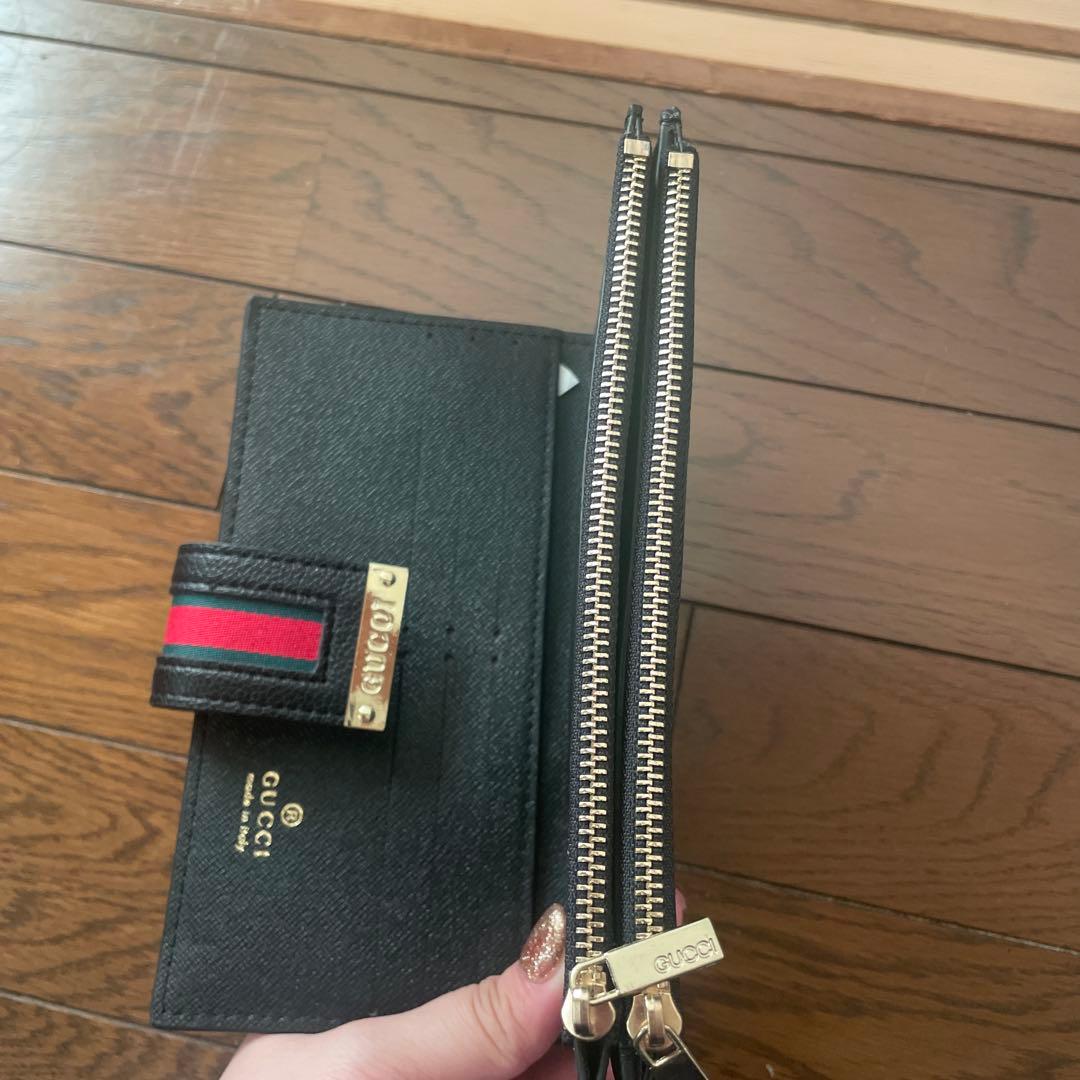 GUCCI ブラックレザー 長財布 GGパターン期間限定値下げ