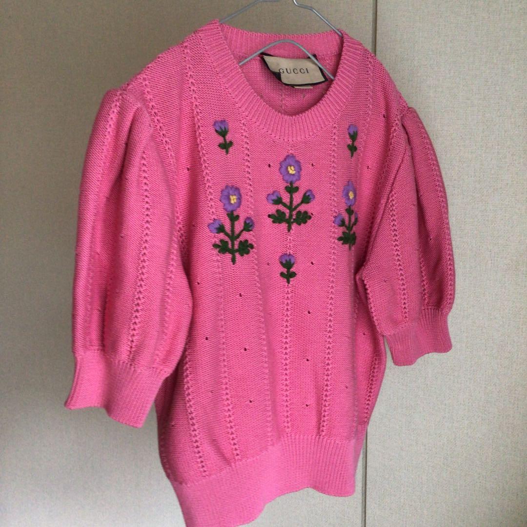 GUCCI 　コットンシルク　花柄刺繍ニット