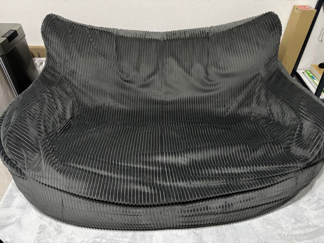 【引取歓迎　東京】LOOSY 2人掛けビーズソファ チャコール