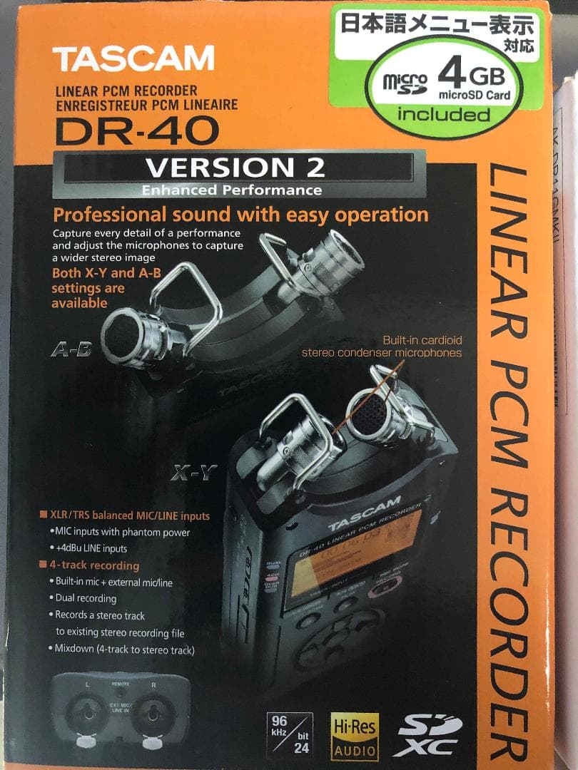 TASCAM リニアPCMレコーダー DR-40VER2-J（アクセサリー付き）