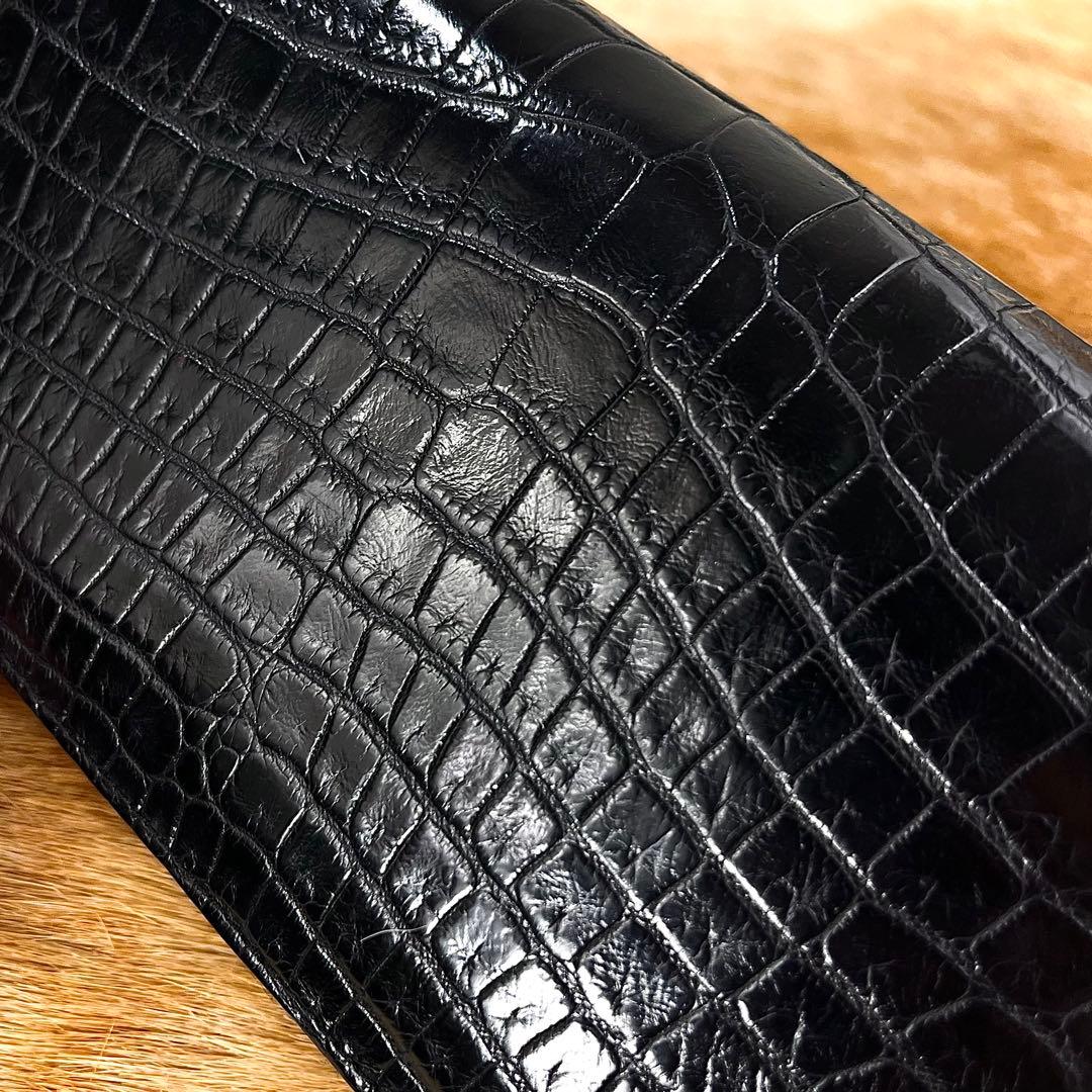 美品 JRA 定11万 最高峰 クロコダイル ポロサス センターセレクト 長財布