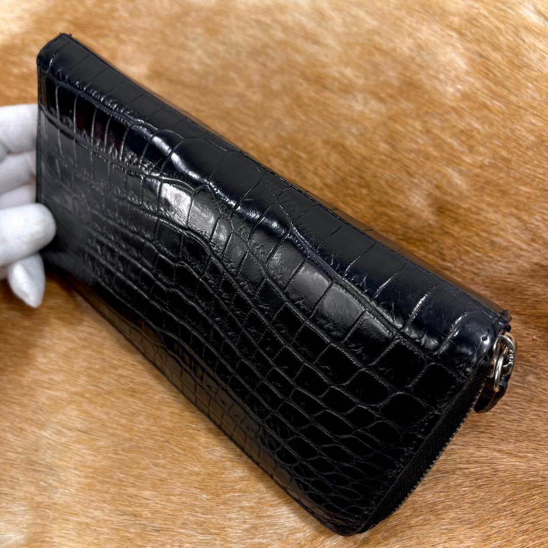美品 JRA 定11万 最高峰 クロコダイル ポロサス センターセレクト 長財布