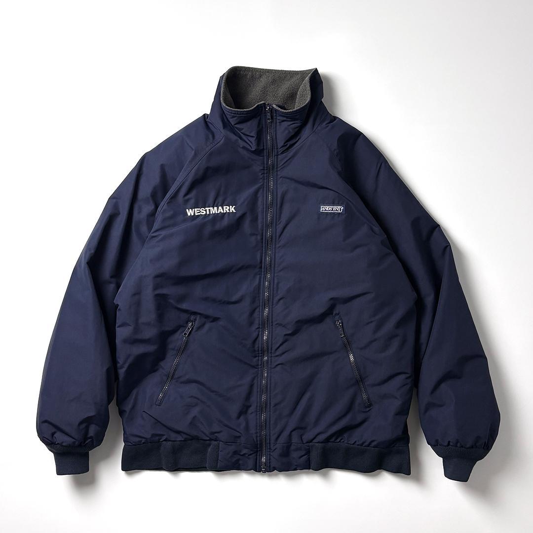 ランズエンド ウォームアップジャケット フリース M ネイビー 企業ロゴ