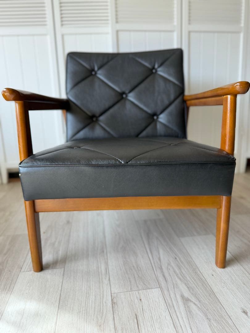 ①カリモク Kチェア 1Pソファ WS1180BW レトロ 1人掛けソファ