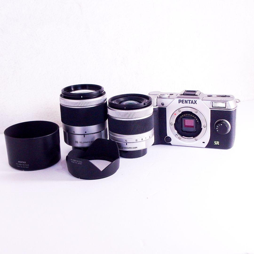 完動美品 PENTAX Q7 シルバー ダブルズームセット 元箱バッテリー充電器