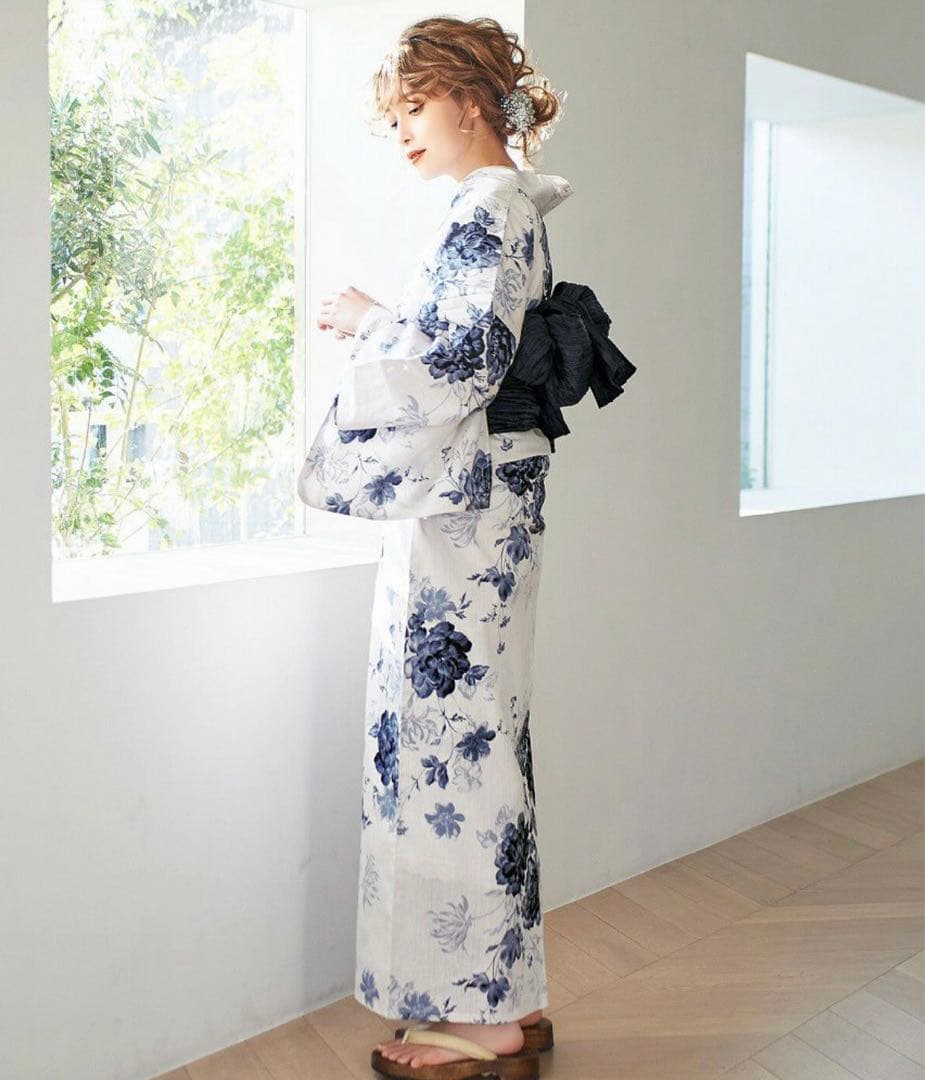 Dita 浴衣　人気完売商品【水彩の勿忘草色】　セット