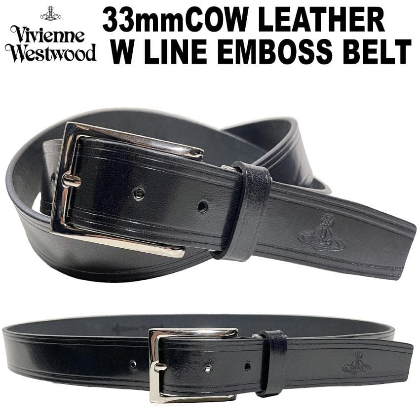 33mm 新品 ヴィヴィアンウエストウッド 日本製 ブラック ベルト 正規品