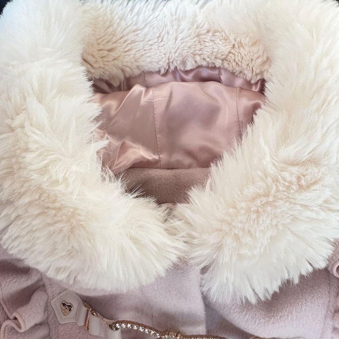 未使用級　LIZLISA ビジューリボンショートフードコートピンク フリーサイズ