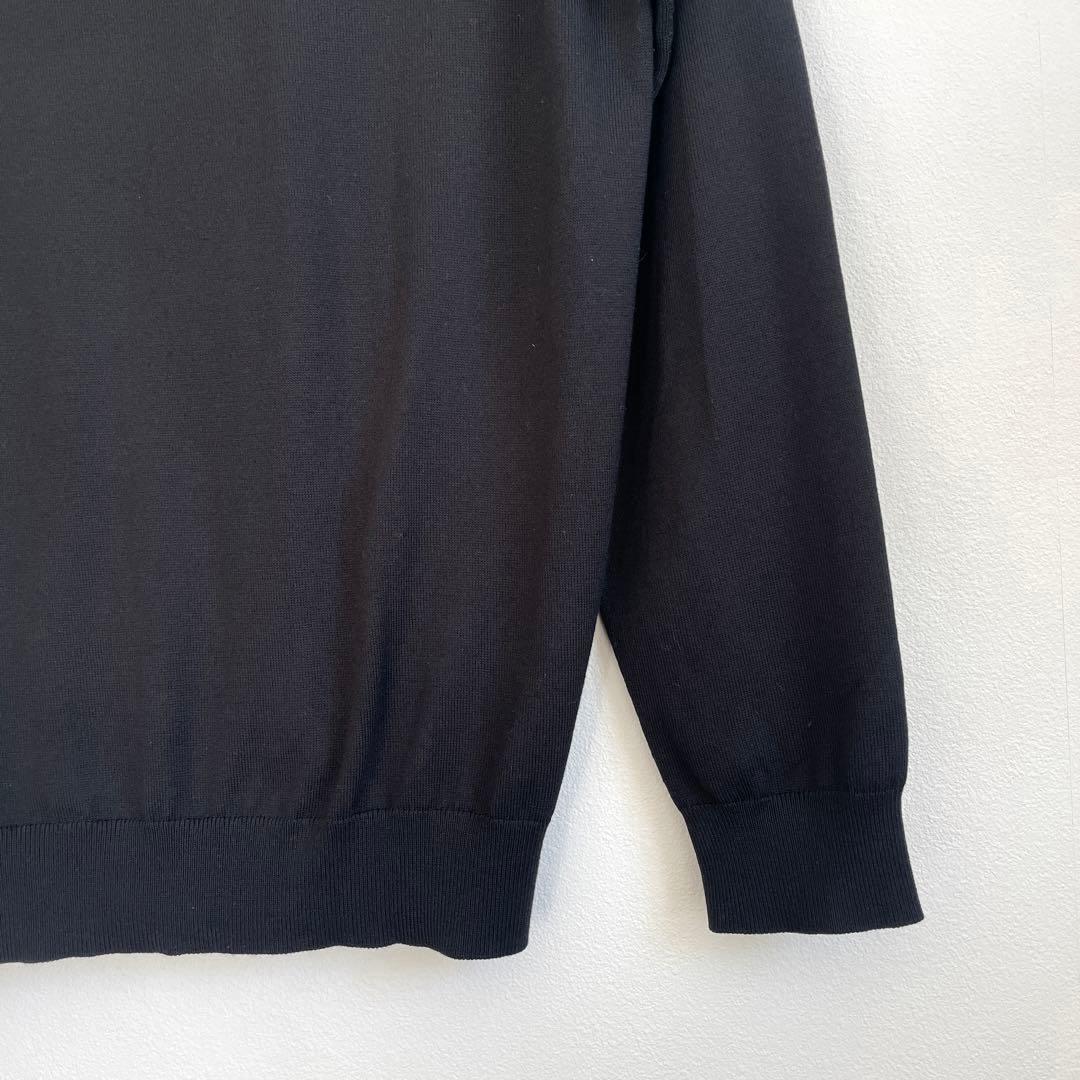 TOMORROWLAND 今期シルクコットン ニットポロシャツ黒 長袖ブラックS