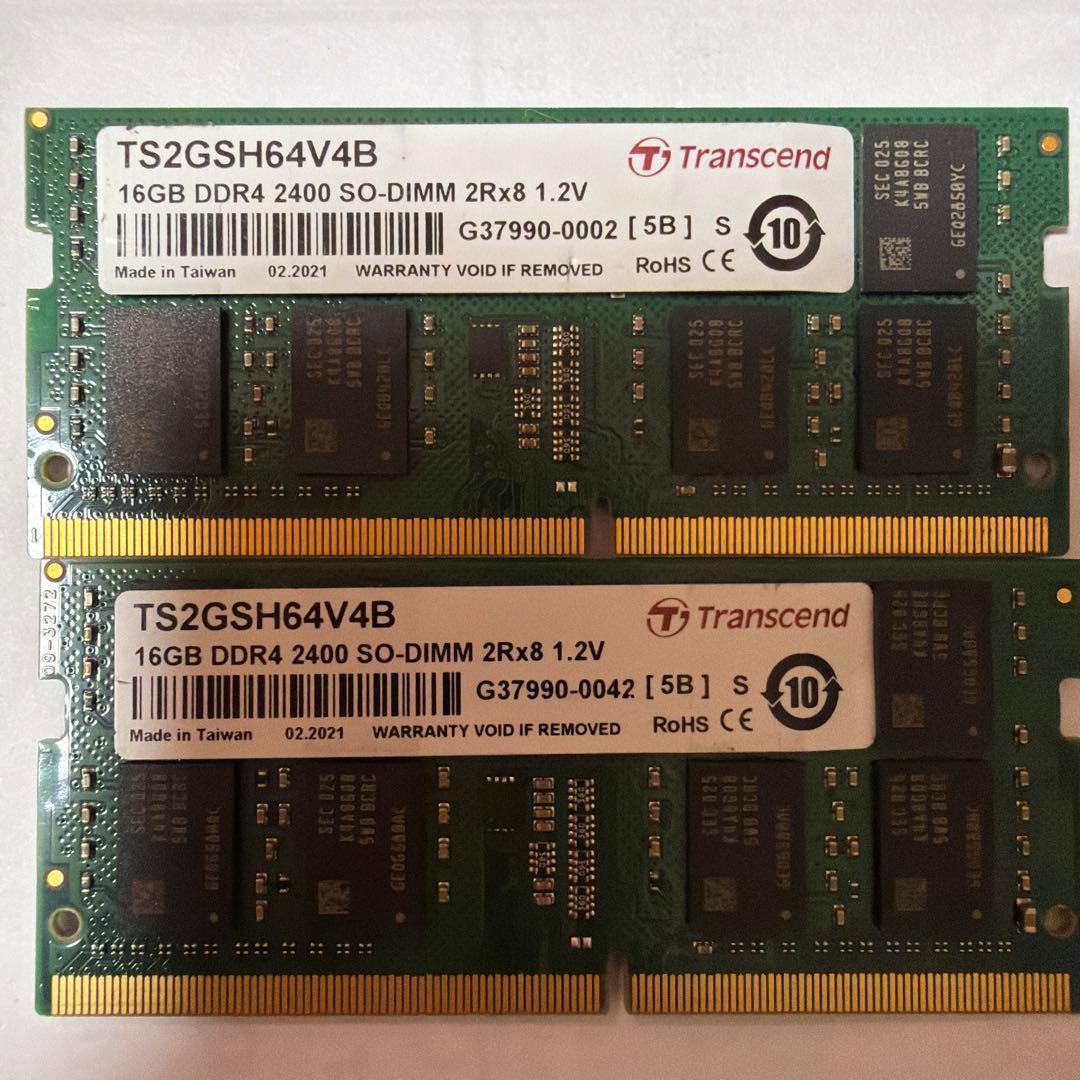 Transcend 16GB DDR4 2400MHz 2枚32GB