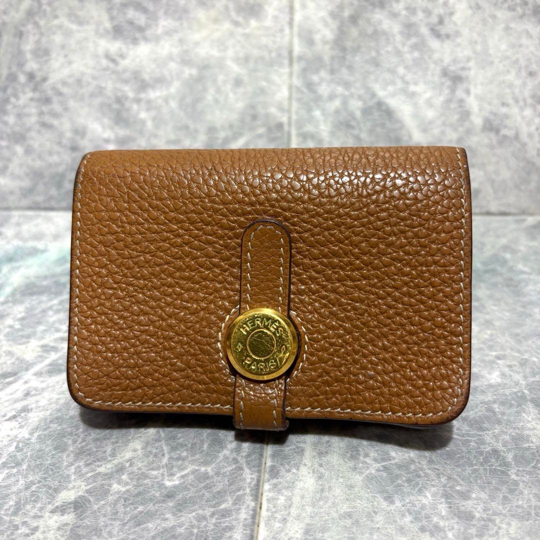 ⭐︎HERMES⭐︎ ドゴン　カードケース　ゴールド　ブラウン　名刺入れ　□L