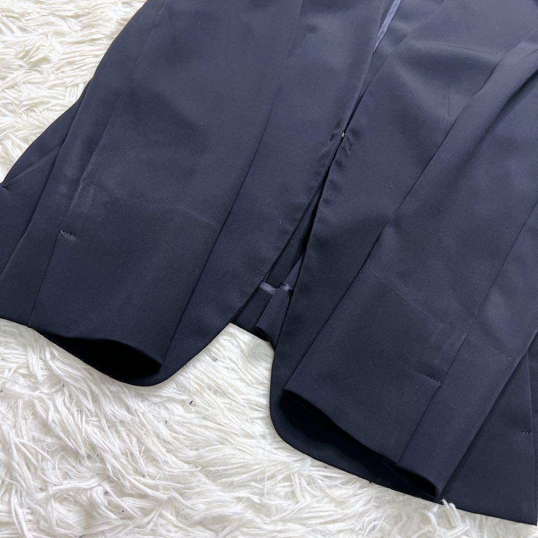 UNTITLED ノーカラー ノーラペル パンツ スーツ ネイビー サイズ2