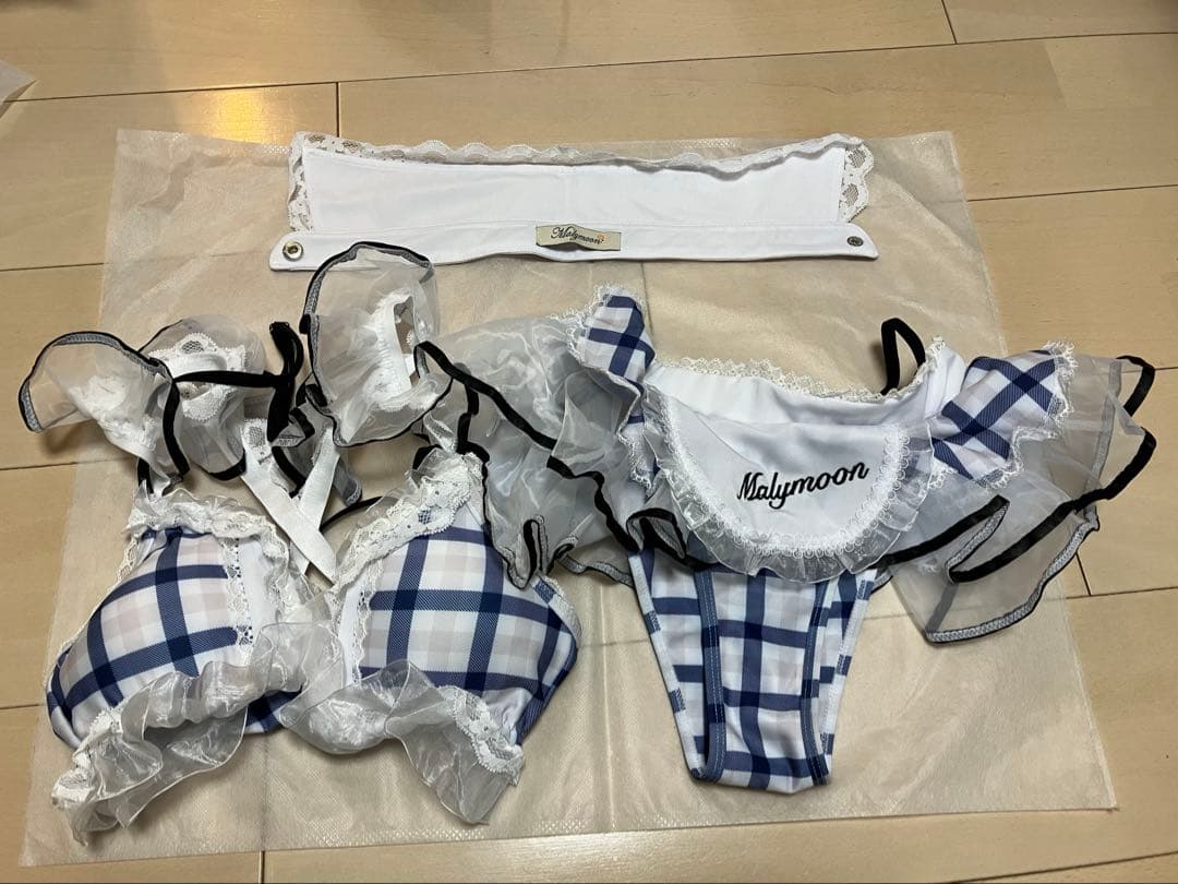 n*n様 フリルチェックアラモードビキニ　ネイビー　マリームーン　MZ-25-1