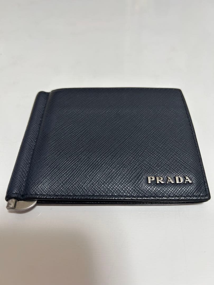 PRADA ネイビー マネークリップ 財布　ネイビー