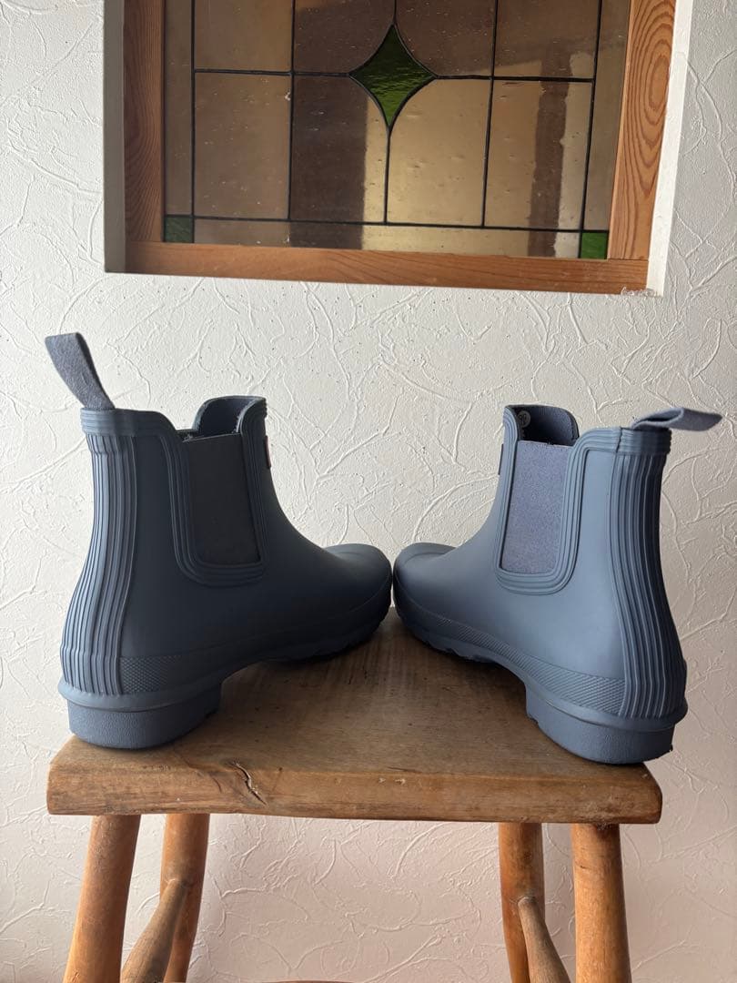 美品✴︎HUNTER ハンター ブルー サイドゴアレインブーツ チェルシー26㎝