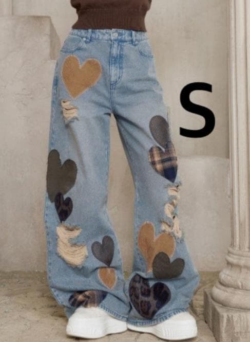 ダーリッチ DARICH　ランダムハートパッチワークデニムパンツ