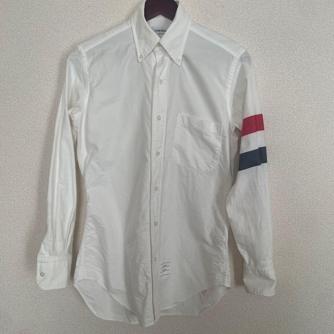 THOM BROWNE ホワイトシャツ ストライプ　アーム
