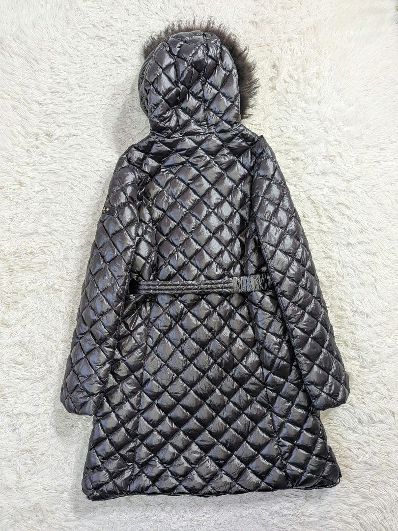 未使用級タトラス パルマ ダウンコート ロング丈 キルティング ベルト 黒 XL