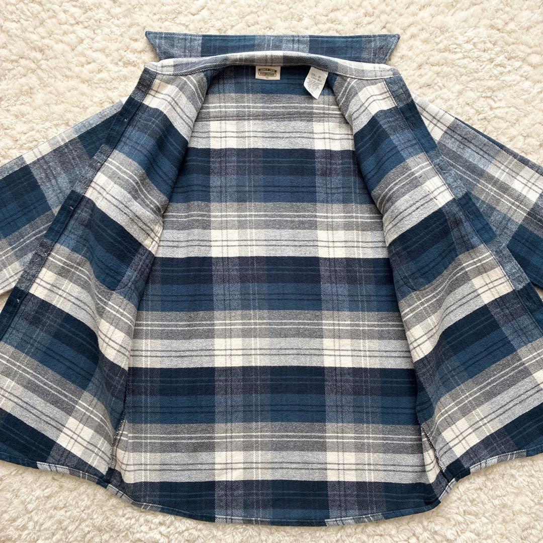 美品80s90sUSA製FIVE BROTHERネルシャツ 青×グレーチェックM