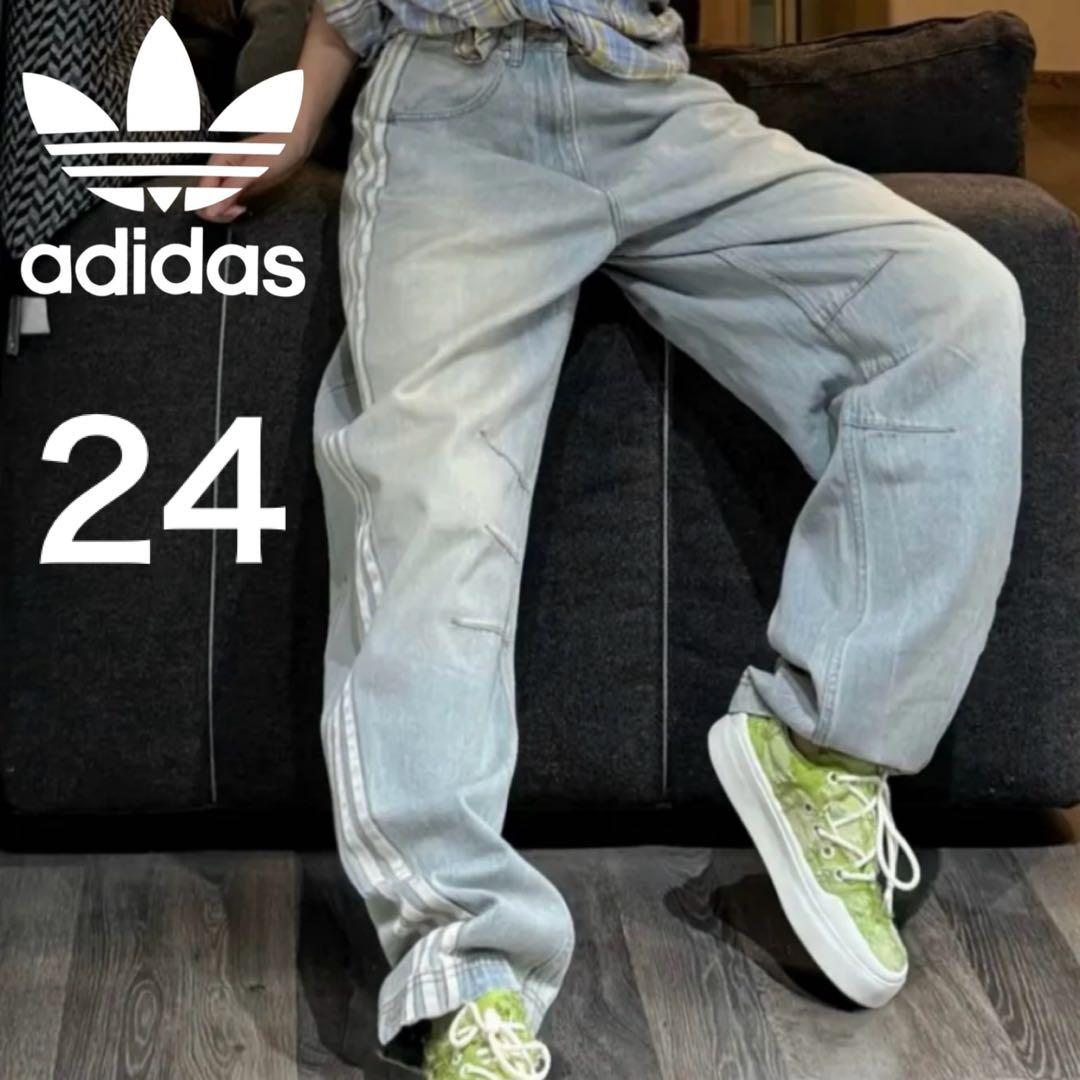 新品24⭐️ADILENIUM バナナフィット ブルー ウォッシュドデニムパンツ