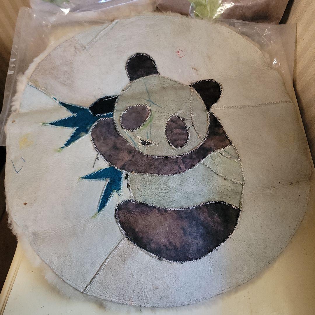 ご契約済みです！　3枚　ムートンラグマット　パンダ座布団ヴィンテージ倉庫片付け品