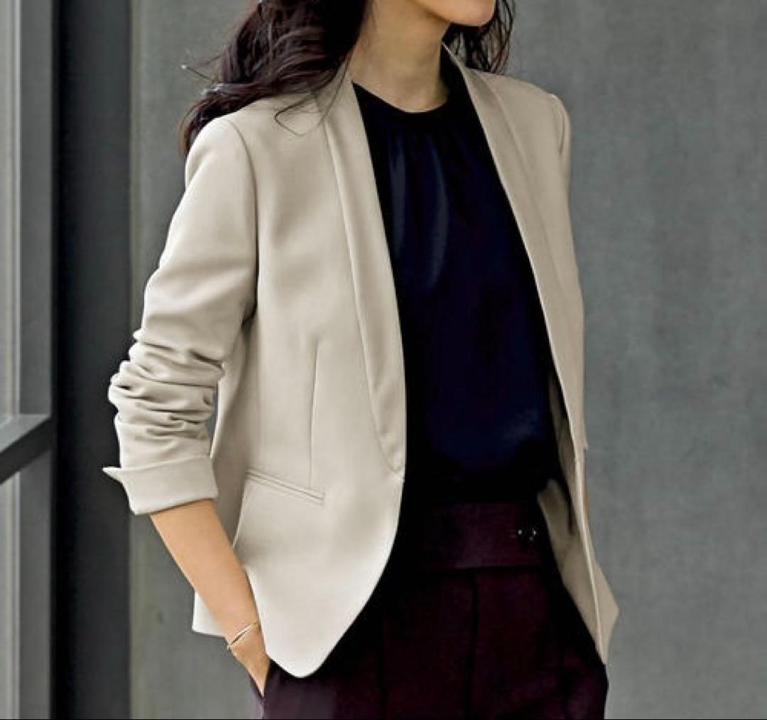 【グリーンレーベルリラクシング】Dブライトカルゼラペル　セットアップ　洗える　L