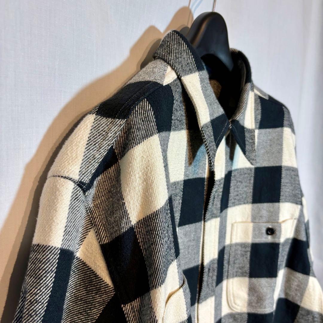 【定番】WACKO MARIA フランネルチェックシャツ L 日本製 白黒